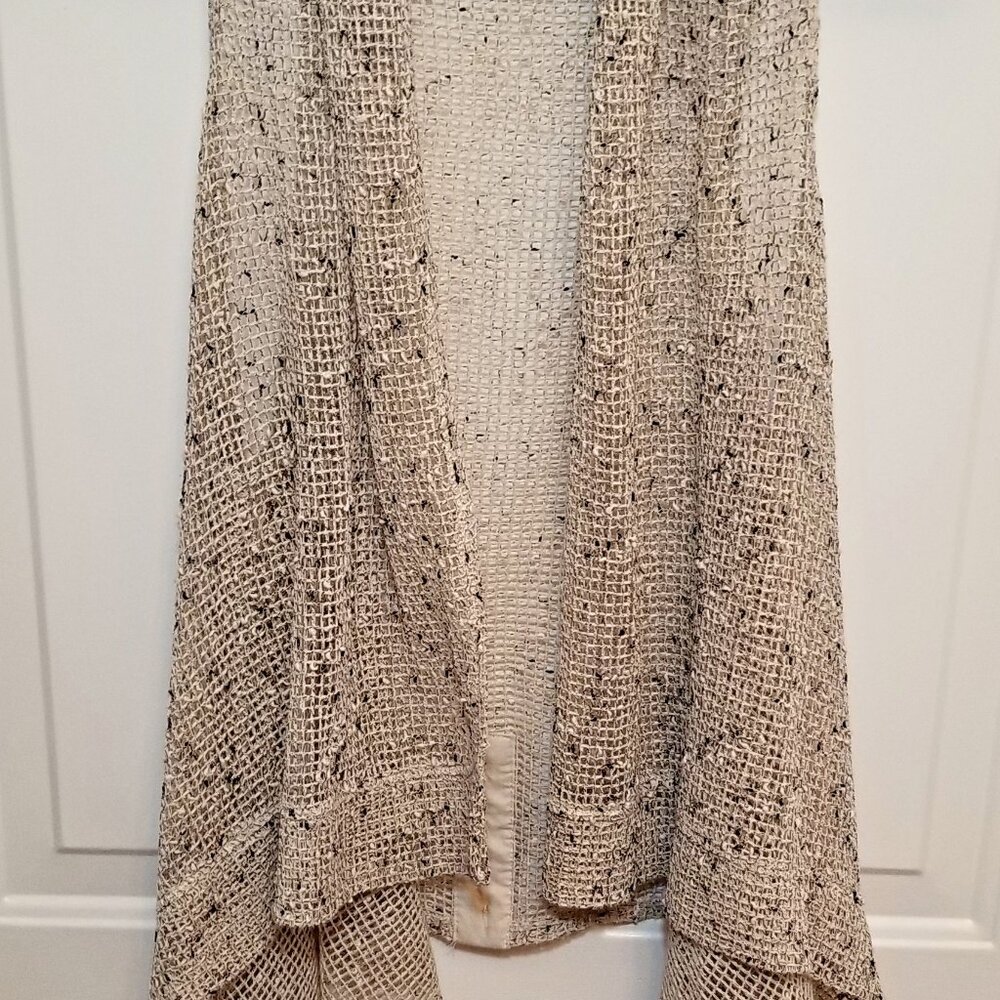 Keren Hart ~ Open Weave ~ Black & Cream Drapery Style Vest ~ One Size